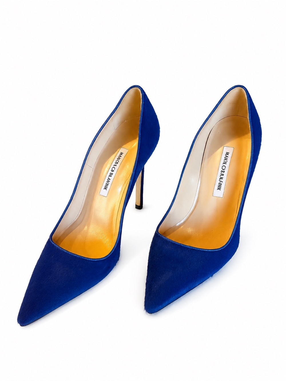Manolo Blahnik Cobalt Blue Suede Pointed-Toe Stiletto Pumps